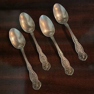 Vintage William Roger’s USA States Spoon Eagle AA Silver Teaspoons Set of Four
